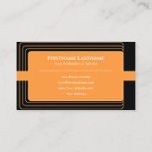 Moderne abstracte zwarte omlijst oranje afgeronde  visitekaartje (Achterkant)