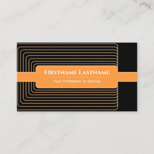 Moderne abstracte zwarte omlijst oranje afgeronde  visitekaartje