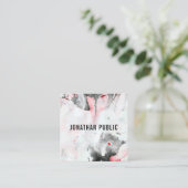 Moderne Abstracte zwarte rode Sjabloon Vierkante Visitekaartje (Staand voorkant)