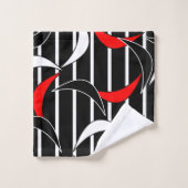 Moderne Abstracte zwarte roodpatroon, hedendaags Bad Handdoek (Wasdoekje)