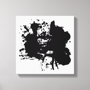 Moderne Abstracte zwarte vlekken Canvas Afdruk
