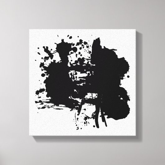 Moderne Abstracte zwarte vlekken Canvas Afdruk (Voorkant)