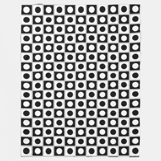 Moderne Abstracte Zwarte & Witte Fleece Deken (Voorkant)
