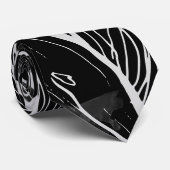 Moderne abstracte zwarte witte florale waterverf stropdas (Opgerold)