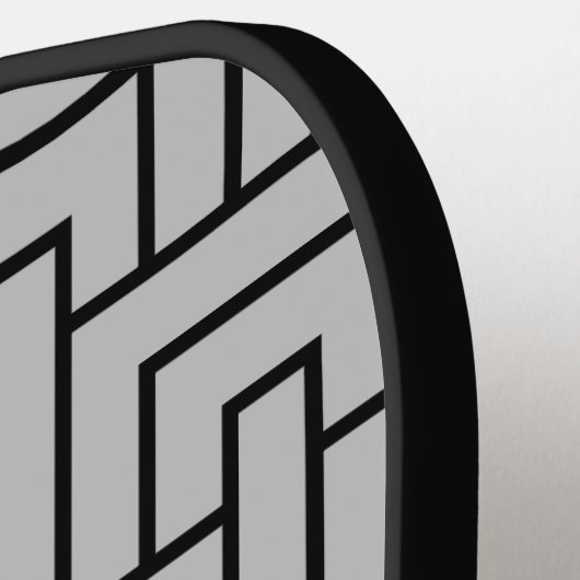 Moderne Abstracte zwarte witte monogram naam Pickleball Paddle (Links Detail)