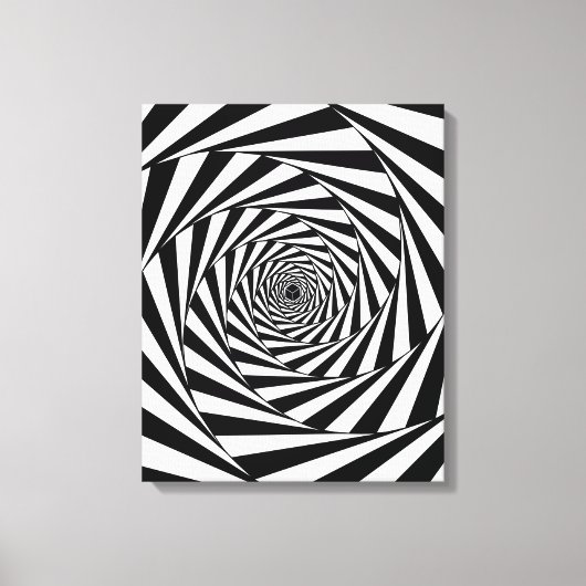 Moderne Abstracte Zwarte & Witte Spiraal Kunst Canvas Afdruk (Voorkant)