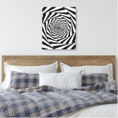 Moderne Abstracte Zwarte & Witte Spiraal Kunst Canvas Afdruk (Insitu (Slaapkamer))