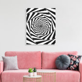 Moderne Abstracte Zwarte & Witte Spiraal Kunst Canvas Afdruk (Insitu (Woonkamer))