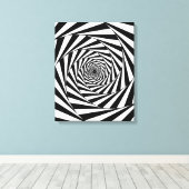 Moderne Abstracte Zwarte & Witte Spiraal Kunst Canvas Afdruk (Insitu (Houten vloer))