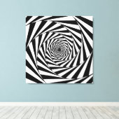 Moderne Abstracte Zwarte & Witte Spiraal Kunst Canvas Afdruk (Insitu (Houten vloer))