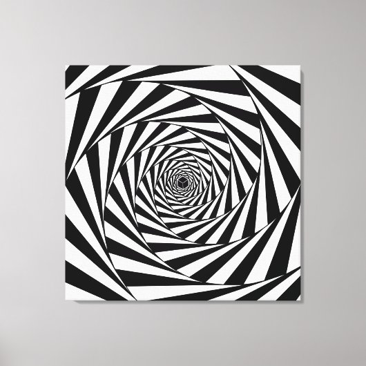 Moderne Abstracte Zwarte & Witte Spiraal Kunst Canvas Afdruk (Voorkant)