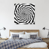Moderne Abstracte Zwarte & Witte Spiraal Kunst Canvas Afdruk (Insitu (Slaapkamer))
