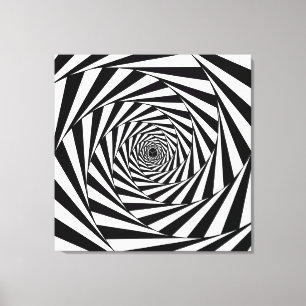 Moderne Abstracte Zwarte & Witte Spiraal Kunst Canvas Afdruk