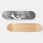 Moderne abstracte zwarte witte waterverf wolf persoonlijk skateboard (Horizontaal)