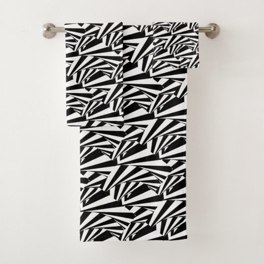 Moderne Abstracte Zwarte & Witte Wervelingen Handd Bad Handdoek (Insitu)