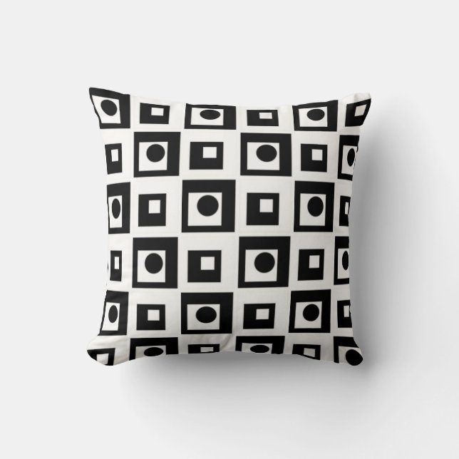 Moderne Abstracte Zwarte & Witte Worp Kussen (Voorkant)