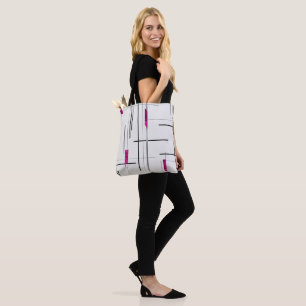 Moderne Abstracte Zwarte Zilveren Fuschia Accenten Tote Bag
