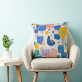 Moderne Abstracte Zwevende Blokken Droomlandschap Kussen