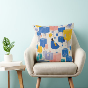 Moderne Abstracte Zwevende Blokken Droomlandschap  Kussen