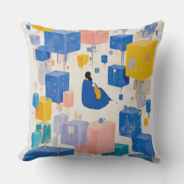Moderne Abstracte Zwevende Blokken Droomlandschap  Kussen