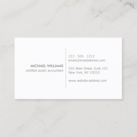 Moderne accountant, Boekhouding Grijs/Wit Visitekaartje (Achterkant)