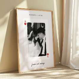 Moderne Ace of Hearts Koppel Trouwfoto Poster
