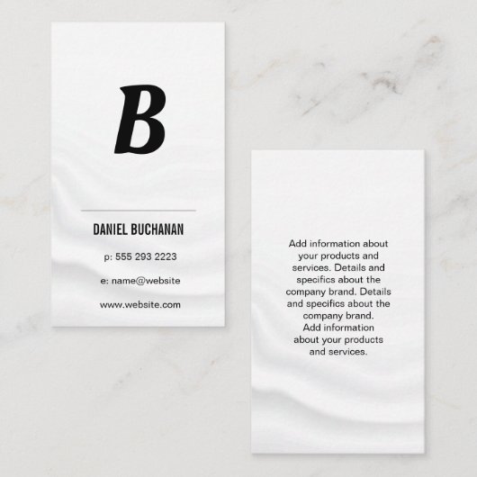 Moderne achtergrond monogram (zwart/wit) drapery visitekaartje (Voorkant / Achterkant)