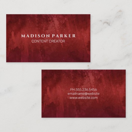 Moderne achtergrond rode textuur visitekaartje (Voorkant / Achterkant)