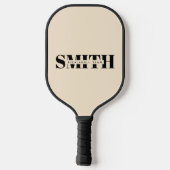 Moderne Achternaam Beige Minimalistisch Pickleball Paddle (Achterkant)