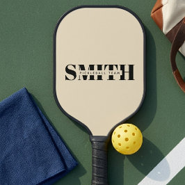 Moderne Achternaam Beige Minimalistisch Pickleball Paddle