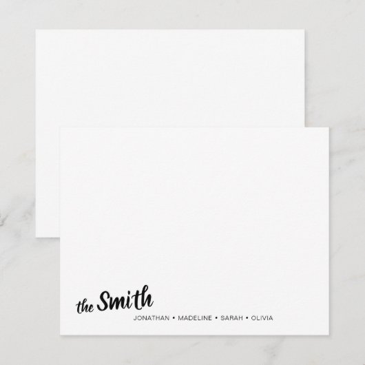 Moderne achternaam Black Script Typography Notitiekaartje (Voorkant / Achterkant)