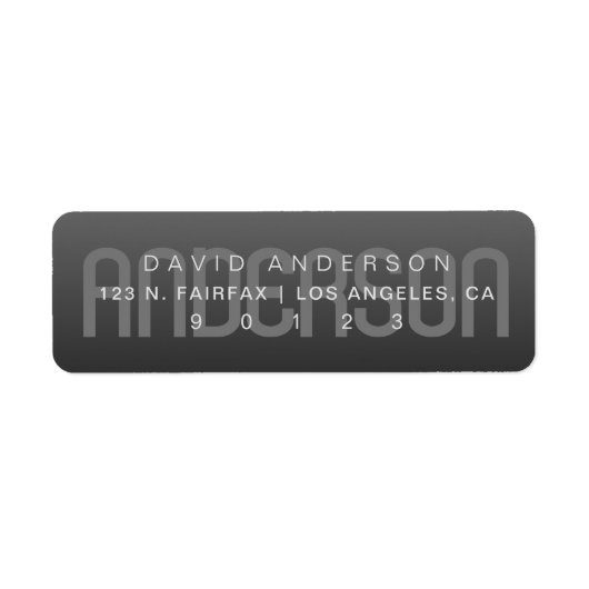 Moderne achternaam met subtiel donkergrijs verloop etiket (Voorkant)