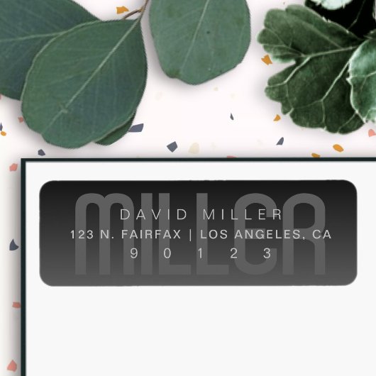 Moderne achternaam Subtiel Zeer donkergrijs verloo Etiket