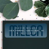 Moderne achternaam Subtiele zeer donkerblauwe verl Etiket