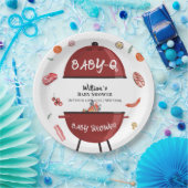 Moderne achtertuin BBQ Baby shower Papieren Bordje (Feest)