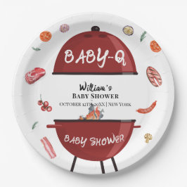 Moderne achtertuin BBQ Baby shower Papieren Bordje