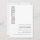 Moderne achttiende verjaardag van de uitnodiging (Voorkant)