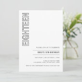 Moderne achttiende verjaardag van de uitnodiging (Staand voorkant)