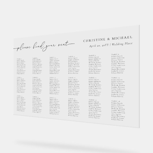 Moderne Acryl 18 Tafel Trouwstoel Grafiek Acryl Bord (Hoek)