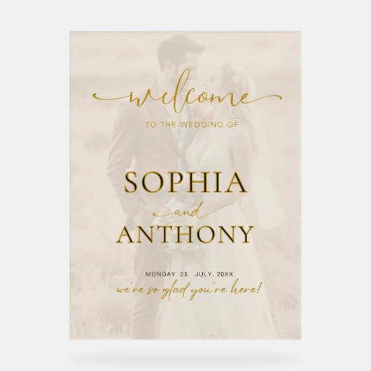 Moderne Acryl Foto Huwelijk Welkom Teken Acryl Bord (Voorkant)