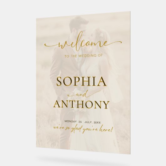 Moderne Acryl Foto Huwelijk Welkom Teken Acryl Bord (Hoek)