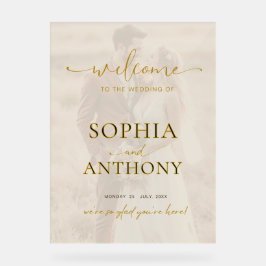 Moderne Acryl Foto Huwelijk Welkom Teken Bord