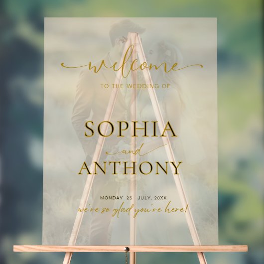 Moderne Acryl Foto Huwelijk Welkom Teken Bord (Neutraal)