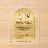 Moderne Acryl Gouden Krachtige Zwarte Minimalistis Acryl Uitnodigingen (Voorkant)