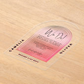 Moderne Acryl Roze Roos Krachtig Minimalistisch Hu Acryl Uitnodigingen (Laagn)