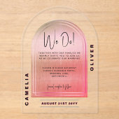 Moderne Acryl Roze Roos Krachtig Minimalistisch Hu Acryl Uitnodigingen (Voorkant)