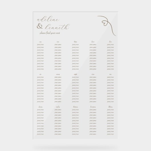 Moderne Acryl Trouwstoel Grafiek | neutraal Acryl Bord (Voorkant)