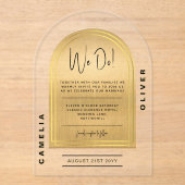 Moderne Acryl Vet Goud Minimalistische Huwelijk Acryl Uitnodigingen (Voorkant)