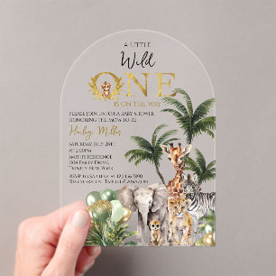 Moderne Acryl Wild One Safari Jungle Dieren Uitnodigingen