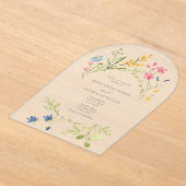 Moderne Acryl Wildflower Huwelijksuitnodiging Acryl Uitnodigingen (Laagn)